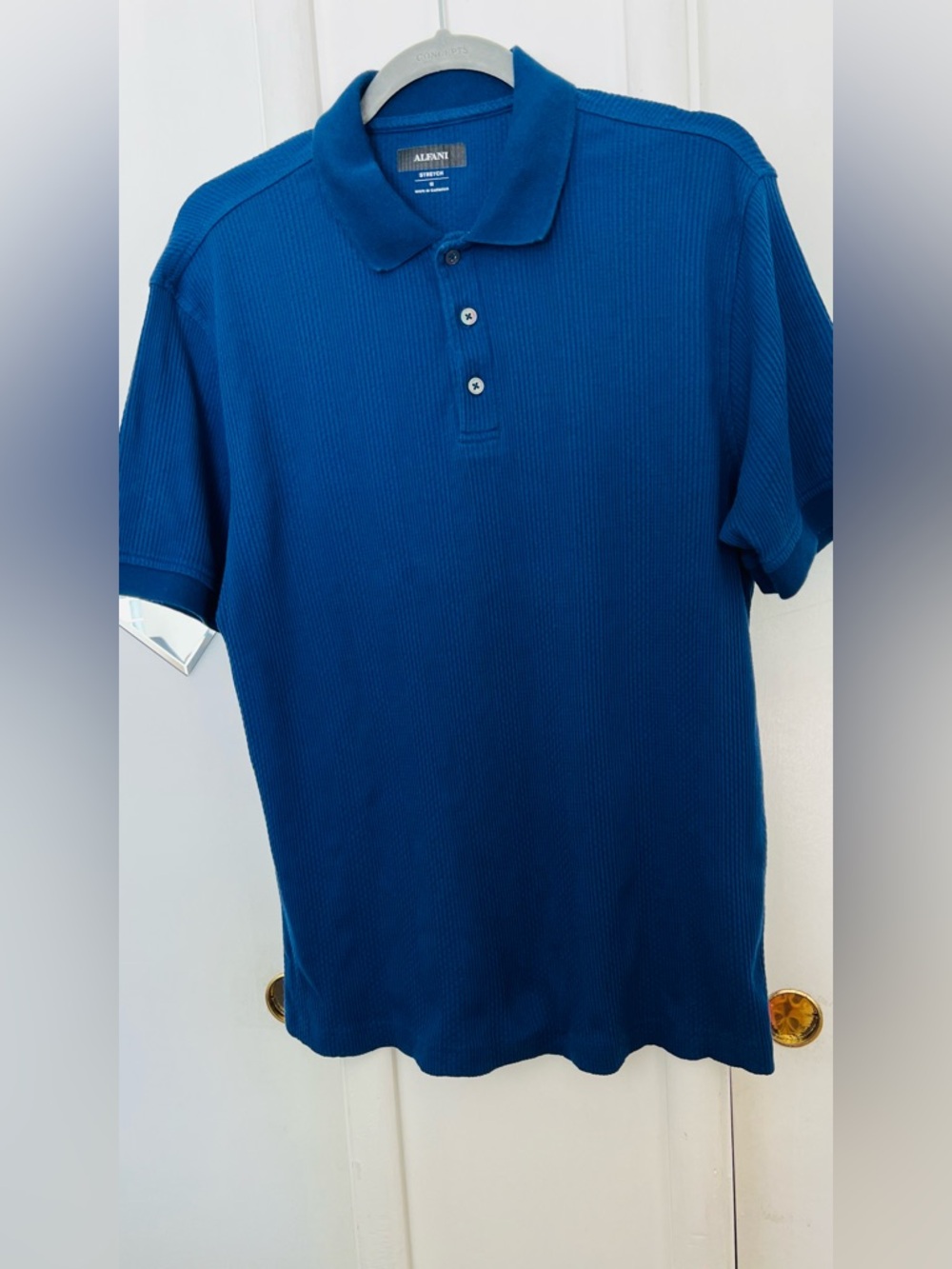 Alfani Men's Blue Ribbed Polo Shirt Size M